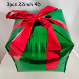elvesmall 22inch Red Green Christmas Gift Boxes Foil Balloons Lollipop Canes Ball Xmas Decoration Party Favor Christmas Decoration Air Glo