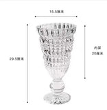 elvesmall  Nordic Simple Embossed High Glass Vase Transparent Living Room Flower Arrangement Hotel Wedding Wind Lamp Ins Decoration