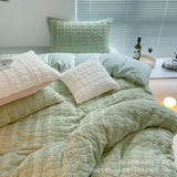 elvesmall Winter A thick milk velvet four-piece warm rabbit velvet solid color sheets quilt coral velvet bedding kit