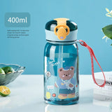 elvesmall  -  1pc 400ml Kids Water Sippy Cup With Straw Cartoon Leakproof Water Bottles Outdoor Portable Drink Bottle Children's Lovely Cup