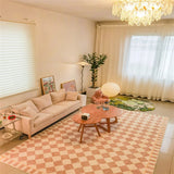 elvesmall  American Vintage Bedroom Bedside Thickened Carpet Fashion Checkerboard Living Room Decoration Carpets Simple Study Cloakroom Rug