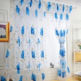 elvesmall Floral Tulle Curtains For Living Room White Sheer Curtains For Bedroom Door Short Kitchen Window Curtains Drapes decoration