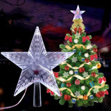 elvesmall 1PCS Color Changing Xmas Christmas Tree Topper Star Shiny Rotating Light Party LED Lamp Decoration