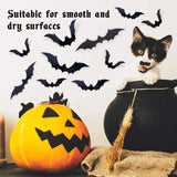 elvesmall  44PCS 3D Black PVC Bat Decoration Halloween Party DIY Decor Wall Sticker Bar Room Halloween Party Scary Decoration Props