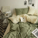 elvesmall  Bedding Set, AB Side Quilt Cover Bedding Linens Set, Duvet Cover Bed Sheets and Pillowcases, King Size Bedding Set
