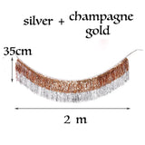 elvesmall Foil Fringe Tinsel Garland Creative 2M 4 Layers Foil Banner Birthday Party Wedding Decoration Christmas Home Wall Decor
