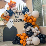 elvesmall 140pcs Orange Black Halloween Balloon Garland Arch 3d Black Pvc Bat Sticker For Outdoor Garden Halloween Boo Party Decorations