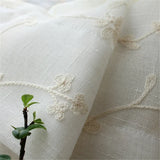 elvesmall  Embroidered Linen Sheer Curtains for Living Room Bedroom Floral White Tulle Curtain for Kitchen Voile Curtain Blind Panels Decor