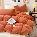 elvesmall 2024 New Milk Fleece Single Bedding Set Thickened Solid Color Warm 220x240 Double Use Quilt Cover Large Size Bedding for Winter