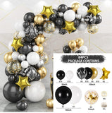 elvesmall Black Gold Balloon Garland Arch Kit Confetti Latex Ballon Birthday Party Decor Adult Graduation Baloon Wedding Decor Baby Shower