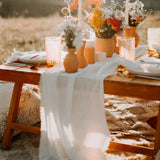 elvesmall  Personalize Vintage Wedding Table Runner,Retro Burr Texture Dining Table Path,Cotton Gauze Kitchen Dinner Chair Decoration