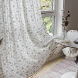 elvesmall  Floral Curtains 1 Panel Short Drapes Tassel Rod Pocket Semi-Sheer Boho Daisy Bedroom Living Room Farmhouse Rustic Window Curtain