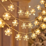 elvesmall  Christmas Snowflake String Lights LED Fairy Lights USB/Battery Powered Garland 2024 New Year's Wedding Party Xmas Decorations