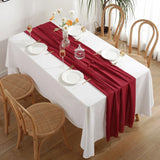 elvesmall  10PCS French Chiffon Table Runner Simple Solid Color Table Path Wedding Banquet Party Home Decoration Polyester Semitransparent