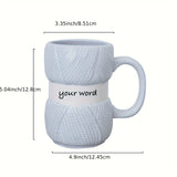 elvesmall 1pc 425ml Unique Knit Style Ceramic Coffee Mug Insulated Funny Gift for Family Holiday Tea Cup Gift Summer and Winter Drinkware