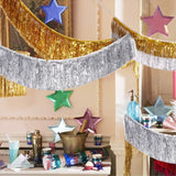 elvesmall Foil Fringe Tinsel Garland Creative 2M 4 Layers Foil Banner Birthday Party Wedding Decoration Christmas Home Wall Decor