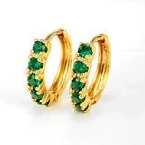 elvesmall Emerald Green Zircon Hoop Earrings For Women Big Round Earrings Bridal Wedding Party Jewelry Gift Girlfriend Wife Birthday