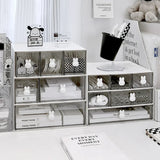 elvesmall Kawaii Ins Organizer Desktop Drawer Free Combination Storage Box Plastic Hairpin Makeup Cosmetics Desk Storage Organizer Rack
