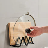 elvesmall  Kitchen Cutting Board Holder Rack Solid Pot Lid Cover Stand Adhesive Storage Rack Pan Cover Organizer Racks Sponge Plate Holders