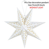 elvesmall Hollow Star Hanging Pendant Light Eid Mubarak Ramadan Kareem Decoration 2024 paper Lantern Islamic Muslim Party Supplies wedding