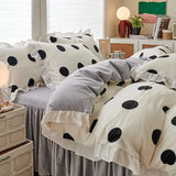 elvesmall Small fresh milk velvet four piece set double faced velvet thickened warm small lace flannel bedding set