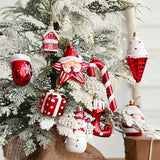 elvesmall 2pcs Christmas Tree Ornaments Snowman Crutch Elk Xmas Tree Pendant Christmas Decoration for Home New Year Gifts Kids Toys