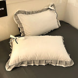 elvesmall Bowknot Bedclothes Lace Style Bed Sheets Set Skin-friendly Bedding ropa de cama Single/Double/Queen/King Size Bed Linen Set