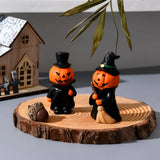 elvesmall Funny Halloween Funny Pumpkin Man Craft Resin Pumpkin Man Desktop Ornament Figurine Witch Top Hat Packs Realistic Ghost Figurine