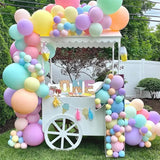 elvesmall 136Pcs Macaron Rainbow Pastel Balloon Garland Arch Kit Bow Pink Blue Latex Ballons For Birthday Party Supplies Wedding Decor