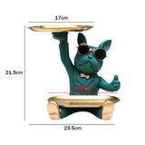 elvesmall  Bulldog Cool Sculpture Dog Ornament Butler Storage Box with Tray Nordic Table Decoration Resin Animal Sculpture Coin Piggy Bank
