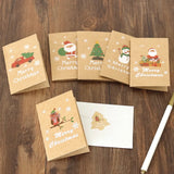 elvesmall 6/12pcs Vintage Merry Christmas Holiday Greeting Cards Kraft paper Gift Card with Envelope Sticker New Year Xmas Folding Card