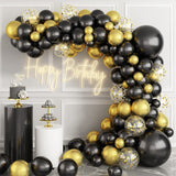 elvesmall Black Gold Balloon Garland Arch Kit Confetti Latex Ballon Birthday Party Decor Adult Graduation Baloon Wedding Decor Baby Shower