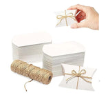 elvesmall 50PCS Pillow Candy Box Hemp Rope Kraft Paper Gift Packaging Paper Box Candy Bag DIY Christmas Wedding Birthday Party Decoration