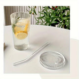 elvesmall  -  1pc Glass Tumblers With Lids And Straws Simple Glass Water Bottles Water Cups Summer Winter Drinkware Travel Accessories Gifts