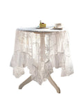 elvesmall Lace Table Cloth Retro Mesh Tablecloth White Rectangle Table Cover Wedding Party Decor Picnic Cloth Background Cloth