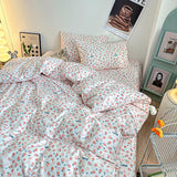 elvesmall  Fresh Style Bedding Set 100% Cotton Bed Linen Set for Home постельное бельё набор Soft Duvet Cover Pillowcase with Bedsheets