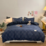 elvesmall Checkerboard Bedding Comforter Set with Pillowcase bed sheet Single Full Size Bed Linen Duvet Cover Set Queen/King Double Single