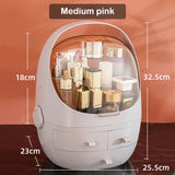elvesmall  Multifunctional Dustproof Cosmetics Storage Box Space Capsule Cosmetic Case Transparent Skincare Shelves Dust Belt Handle