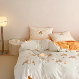 elvesmall -  High-end 100s All Cotton Bedding Set Queen High Quality Patchwork Embroidery Duvet Cover Set King Skin Friendly Bedding Sets