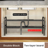 elvesmall  Shelf Under The Sink Flexible Layered Rack Cabinet Organizer Sundries Telescopic Holder Countertop Storage Rack Under Sink Shelf