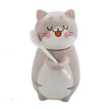 elvesmall  -  1pc Cute Cat Ceramics Coffee Mug with Spoon Novelty Gift Drinkware Milk Tea Couple Cup Kitchenware Birthday Gift Home Decoration