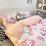 elvesmall Korean style ins pastoral green four piece bedding set, small fresh girl heart, student bed sheet, quilt set, three piece set