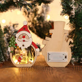 elvesmall  LED Luminous Santa Claus Snowman Wooden Ornament Christmas Decorations Xmas Desktop Glowing Gift Home Decoration Party Supplies