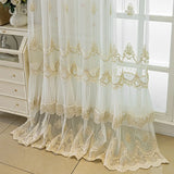 elvesmall French Embroidered Lace Gauze Curtains For Living Rooms Bedrooms, With Skirt Specially Design Beige Tulle Curtains for Windows