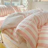 elvesmall Super Soft Washed Cotton Bed Four Piece Set, Summer Small Fresh Duvet Set, Three Piece Set, Dormitory