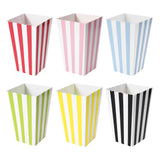 elvesmall 12pcs Popcorn Boxes Colorful Chevron Stripes Stiff Paper Box Pop Corn Candy Sanck Favor Bags Wedding Birthday Party Decoration