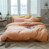 elvesmall  100% Knitted Cotton Comforter Cover Solid Color Duvet Cover Hotel Quality Luxury Bedding Set 1 Duvet Cover with 2 Pillowcases