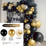 elvesmall Black Gold Balloon Garland Arch Kit Confetti Latex Ballon Birthday Party Decor Adult Graduation Baloon Wedding Decor Baby Shower