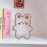 elvesmall Kawaii Transparent Acrylic Pen Holder Desktop Organizer INS New Fashion Cute Bear Bunny Office Stationery Cosmetics Storage Box