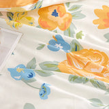 elvesmall Yellow Floral 100% Cotton Duvet Cover Rose Pattern Comforter Covers Elegant Flowers Botanical Bedding All Season for Women Girls